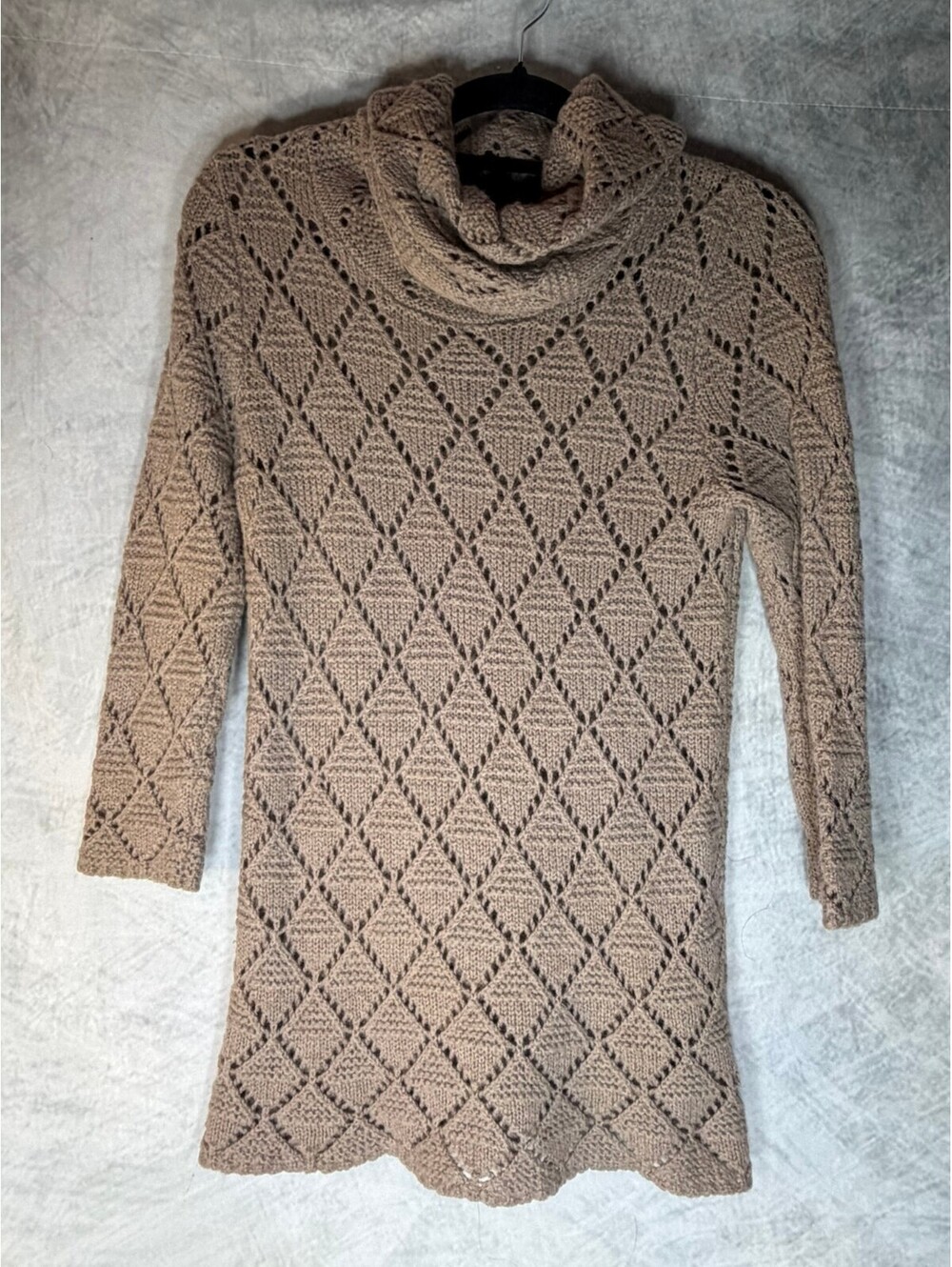Old Navy Women's Medium Brown Pointelle Knit Cowl Neck Tunic Sweater
